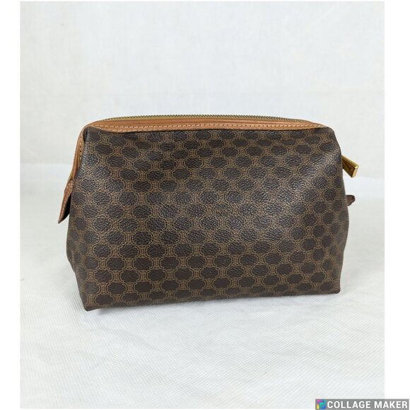 Authentic Celine Macadam Vintage Clutch Bag Brown Beige Pouch Made in Italy - Picture 2 of 12